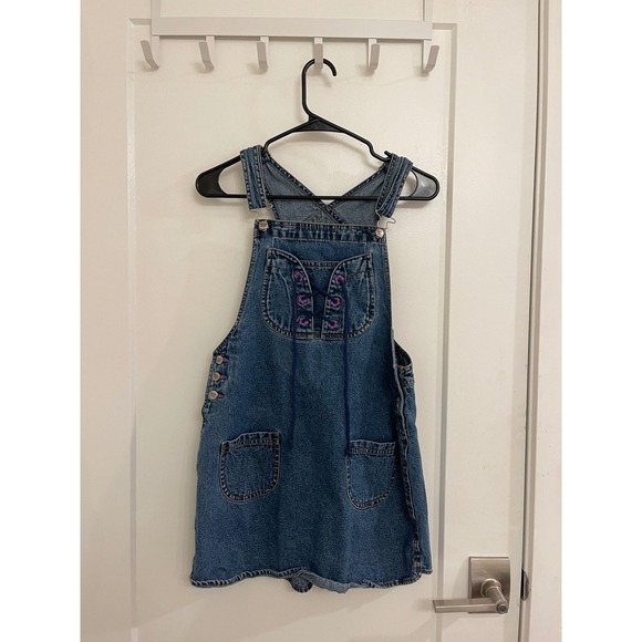 Dresses & Skirts - Vntage Route 66 Womens Denim Jumowr Overall Mini Dress Corset 90s